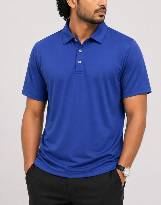 Land's End Men Sport Blue Polo T Shirt