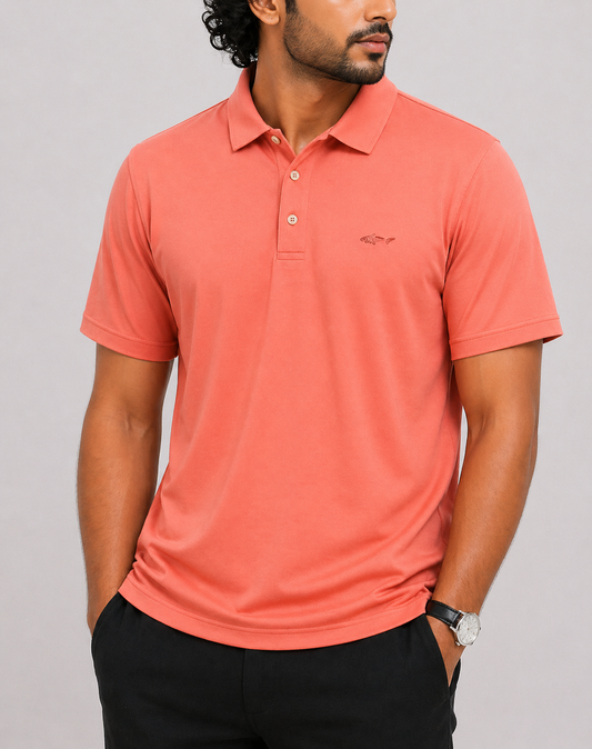 Greg Norman Men Sport Orange Polo T Shirt