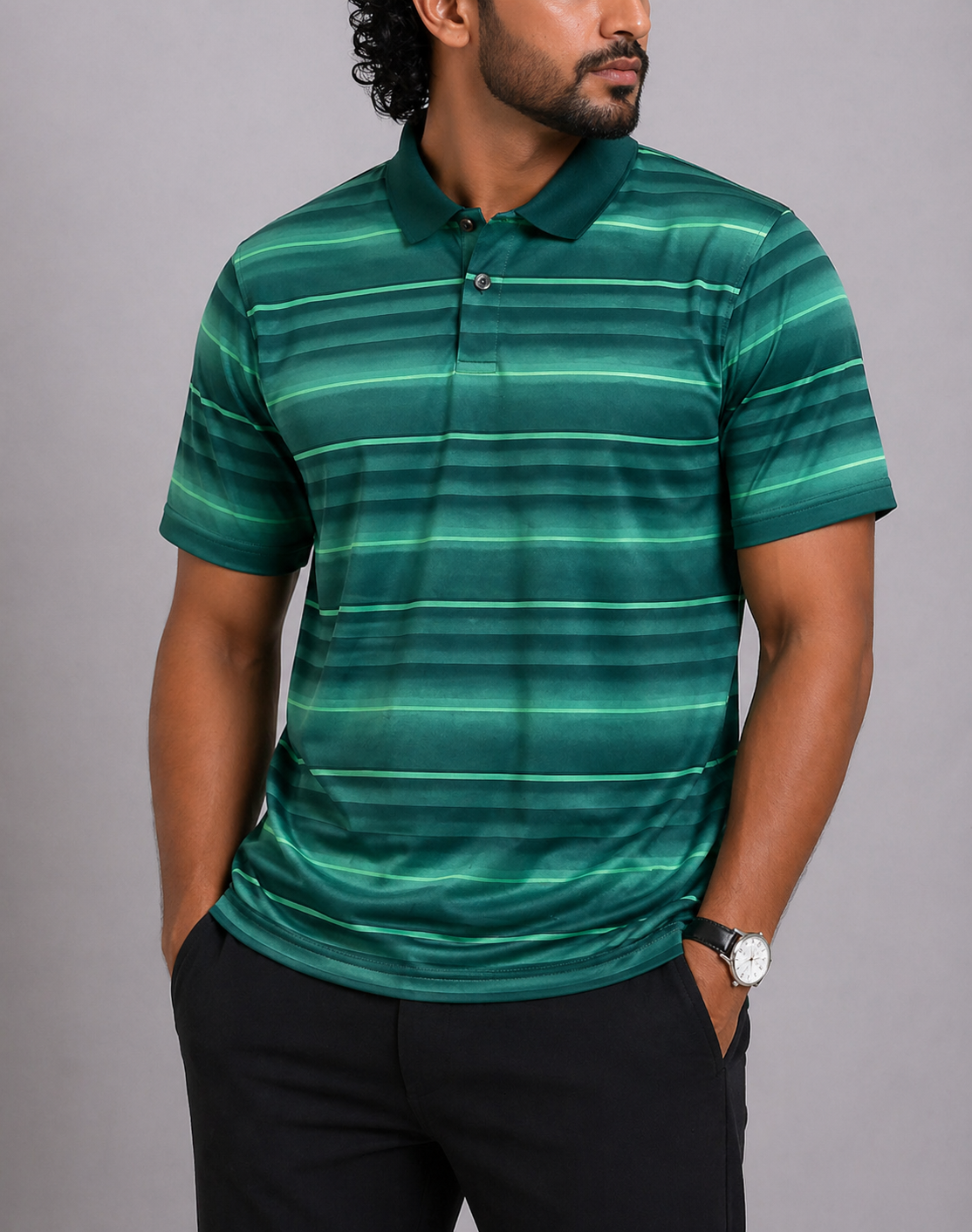 Grand Slam Men Sport Green Polo T Shirt