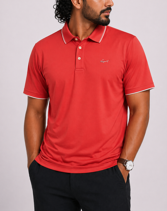 Greg Norman Men Sport Red Polo T Shirt