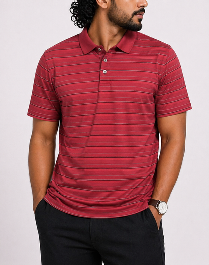 PGA Tour Men Sport Red Polo T Shirt