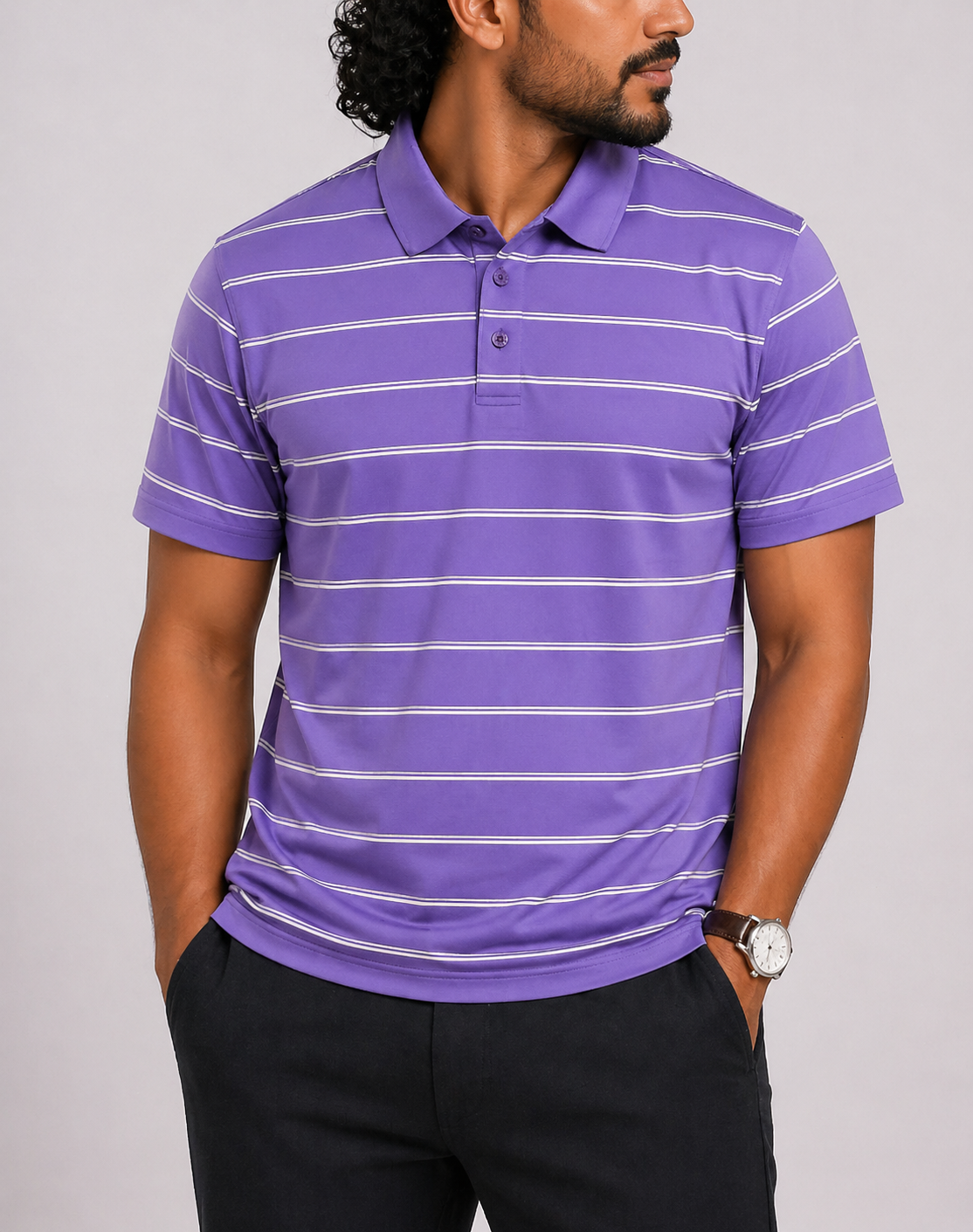 Cutter & Buck Men Sport Purple Polo T Shirt