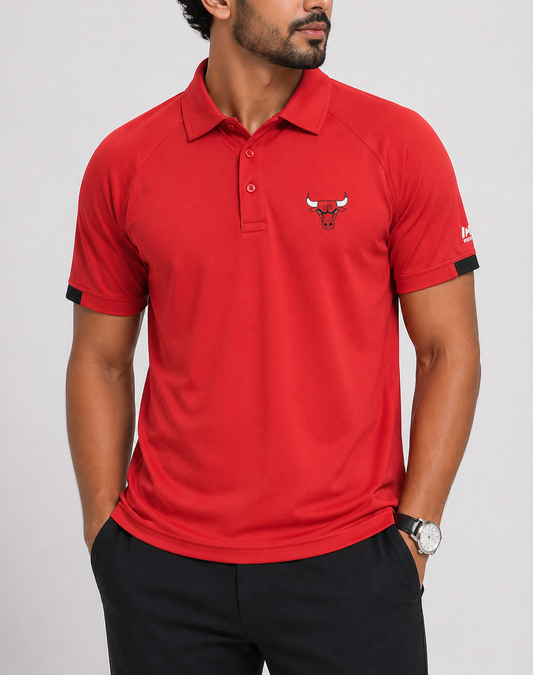 Majestic Men Sport Red Polo T Shirt