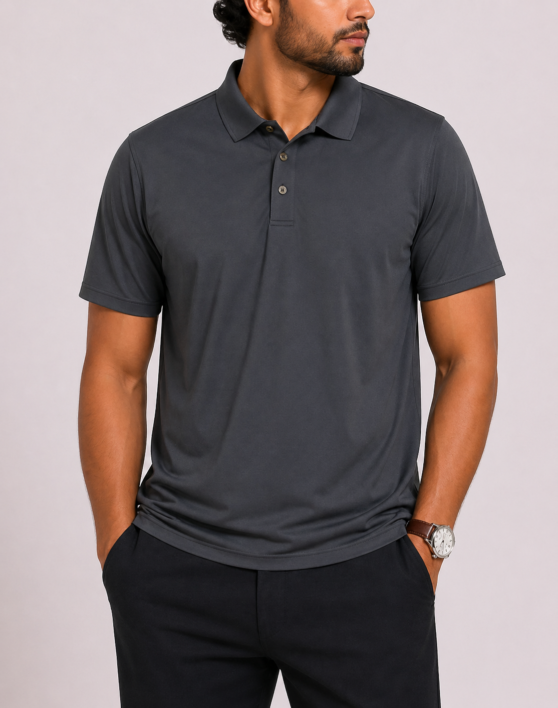 Kirkland Men Sport Gray Polo T Shirt
