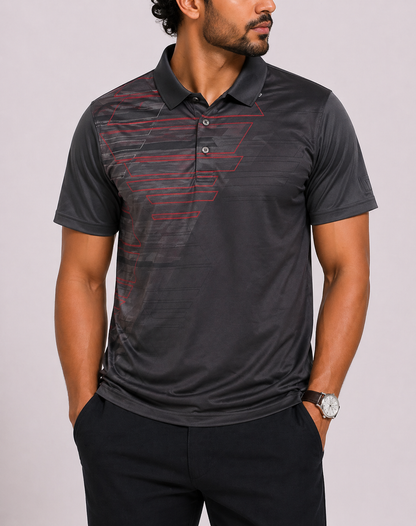 PGA Tour Men Sport Gray Polo T Shirt