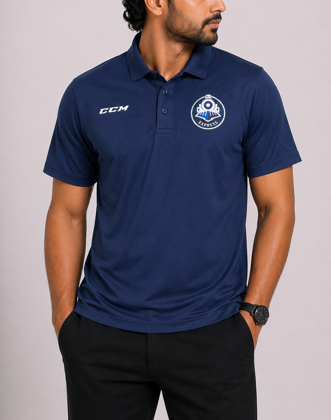 CCM Men Sport Blue Polo T Shirt