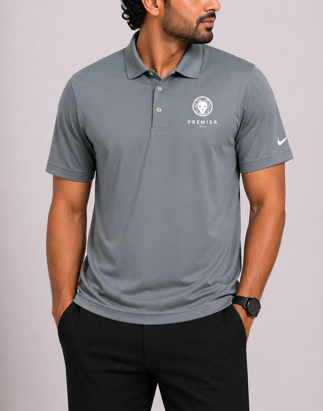 Nike Dri Fit Men Sport Gray Polo T Shirt