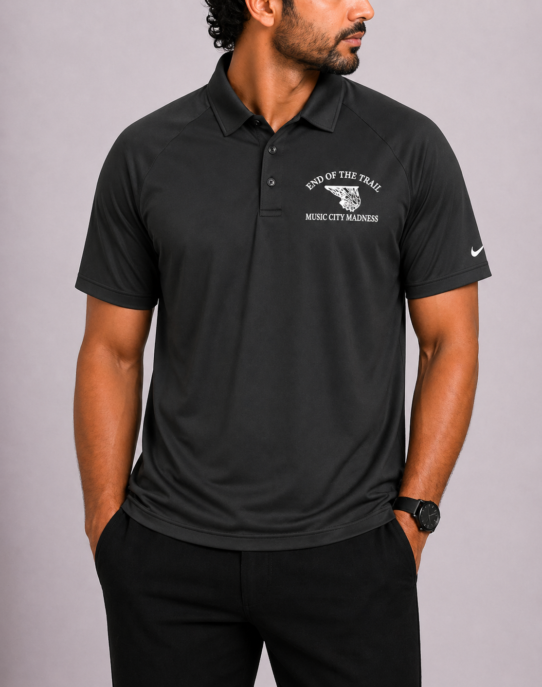 Nike Dri Fit Men Sport Black Polo T Shirt