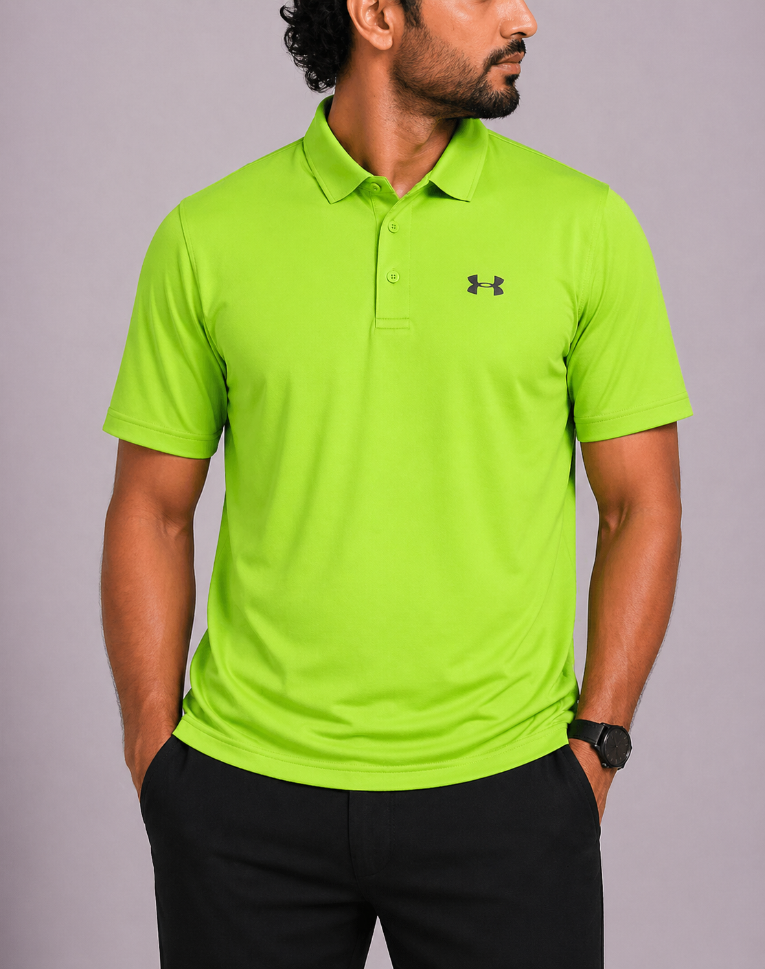 Under Armour Men Sport Green Polo T Shirt