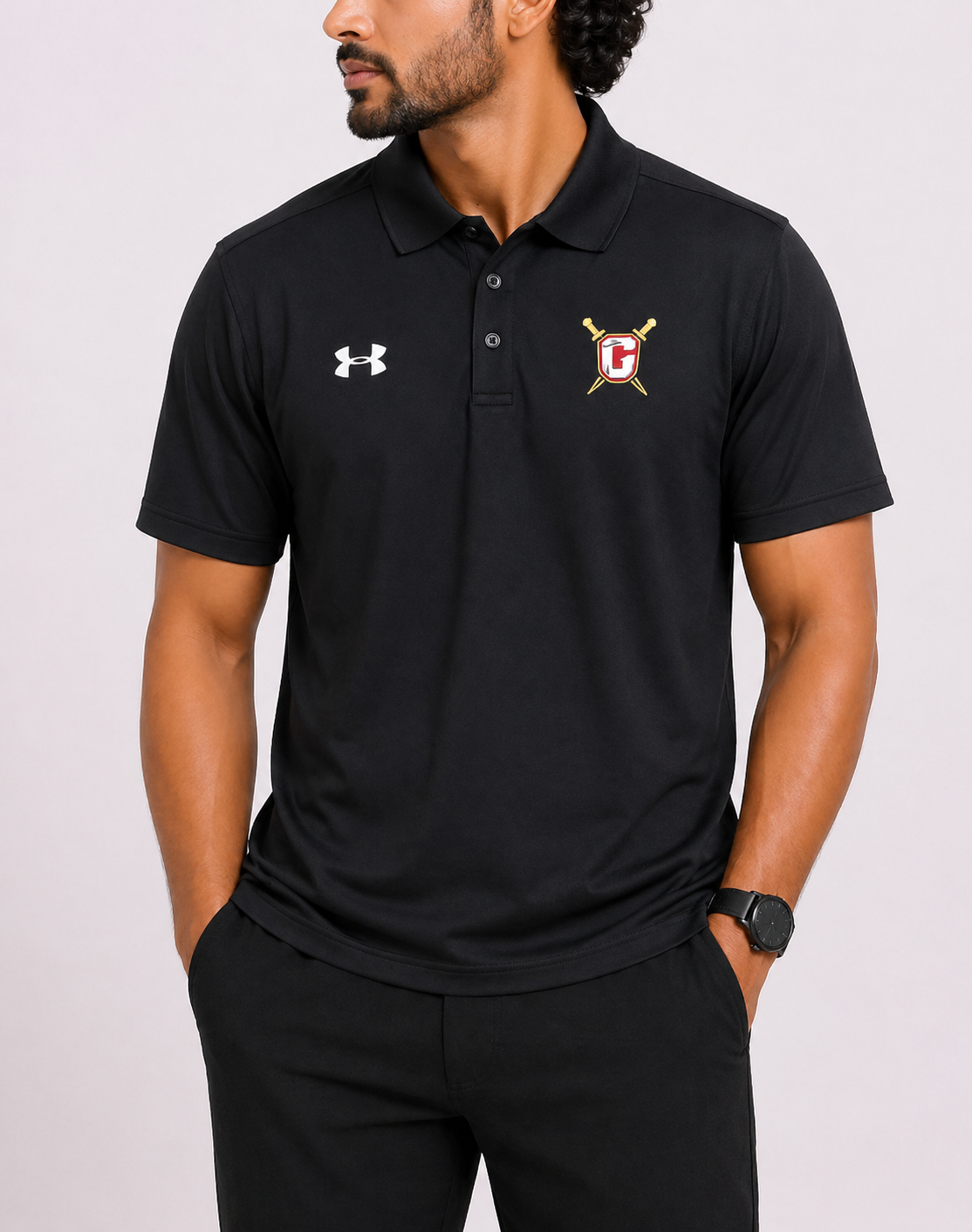 Under Armour Men Sport Black Polo T Shirt