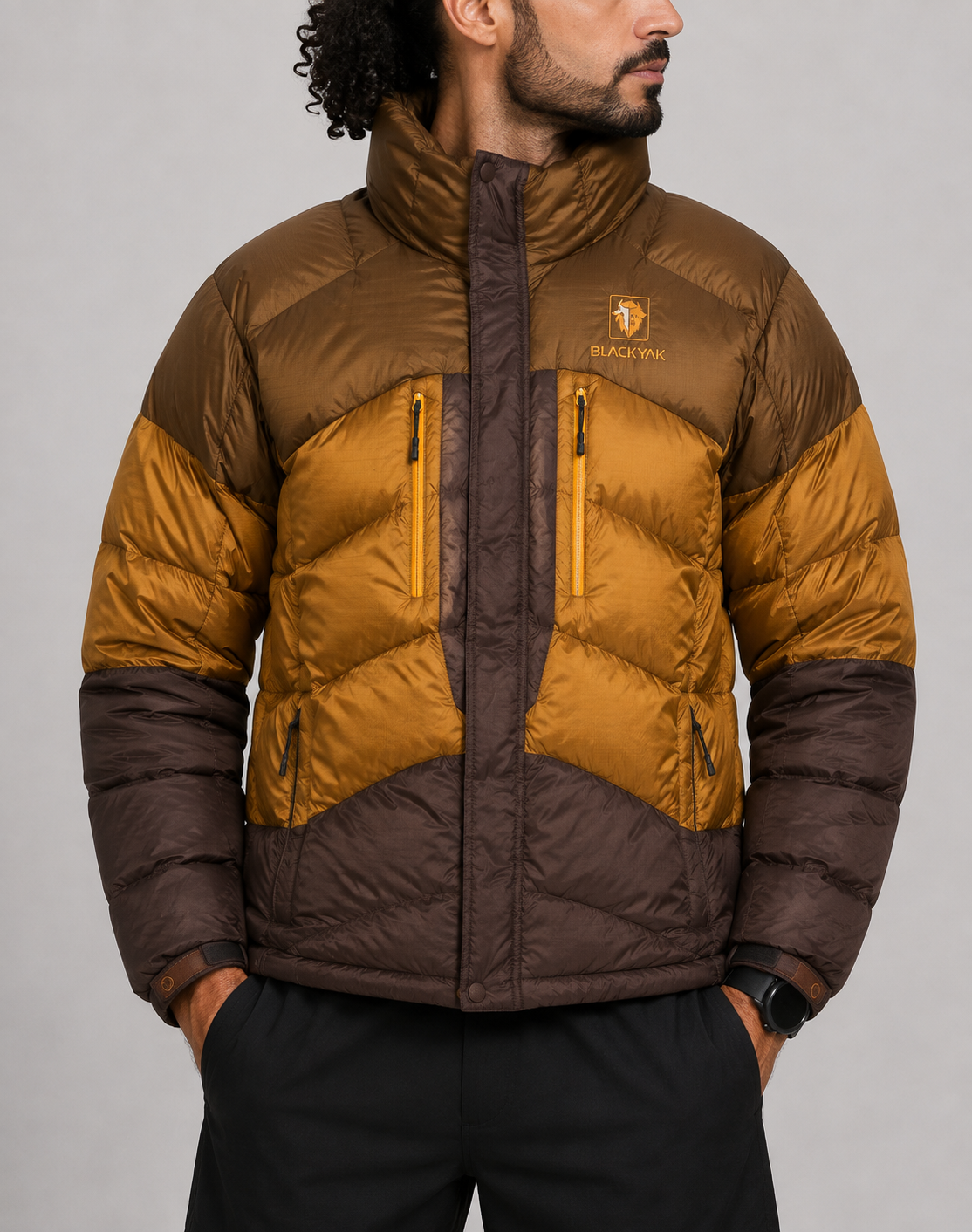 Black Yak Men Heavy Puffer Orange Jacket