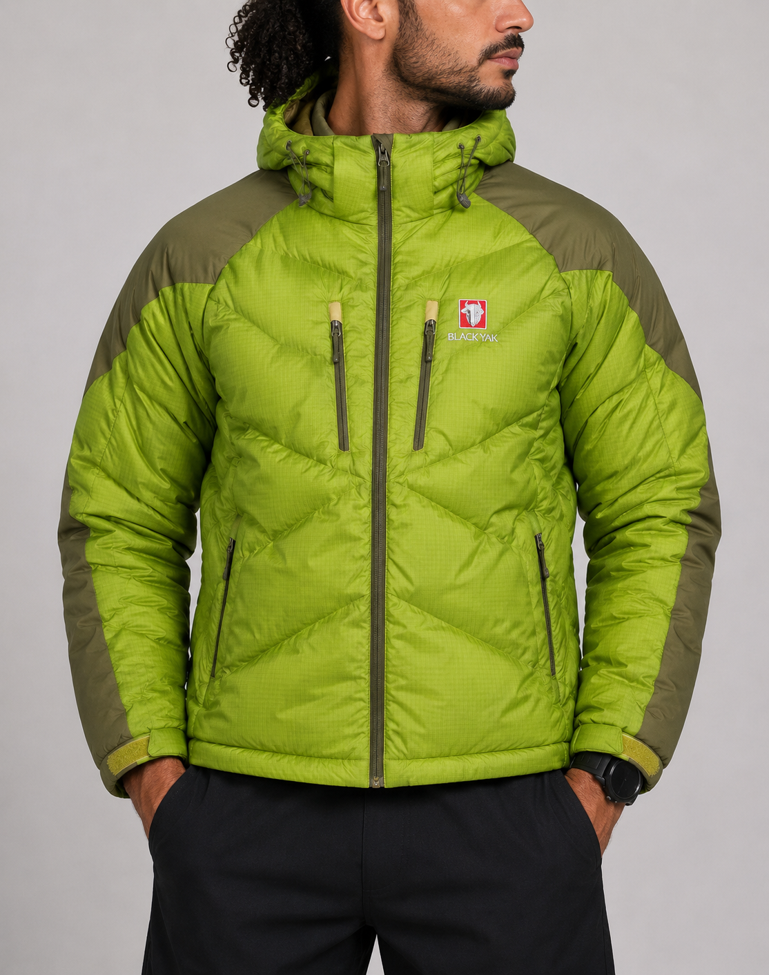 Black Yak Men Heavy Puffer Green Jacket