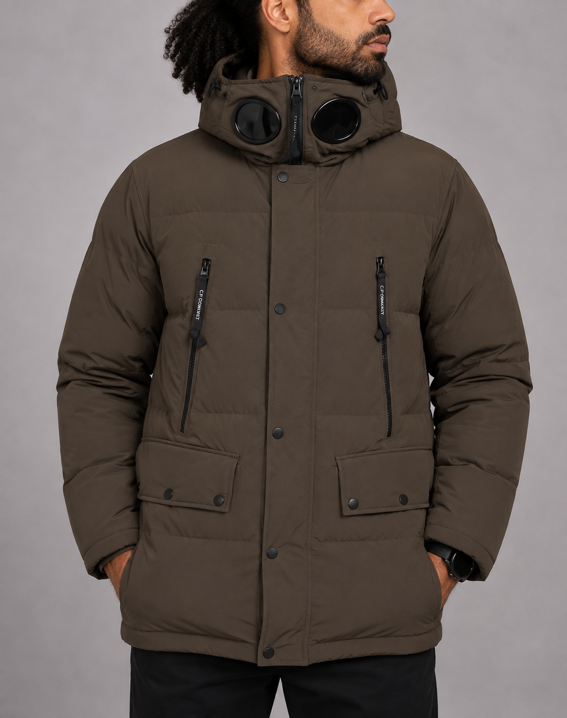 C.P Men Puffer Brown Jacket
