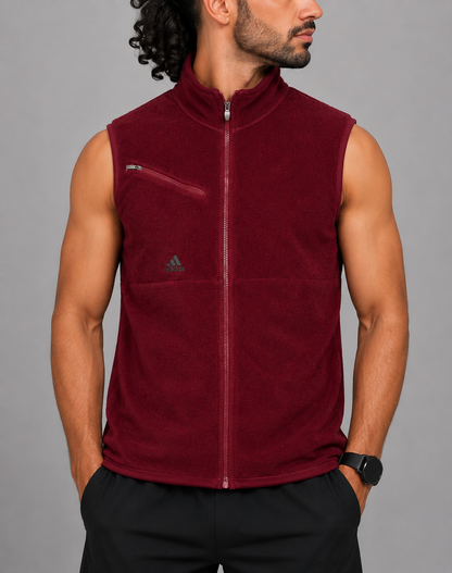Adidas Men Sport Maroon Vest Zipper S