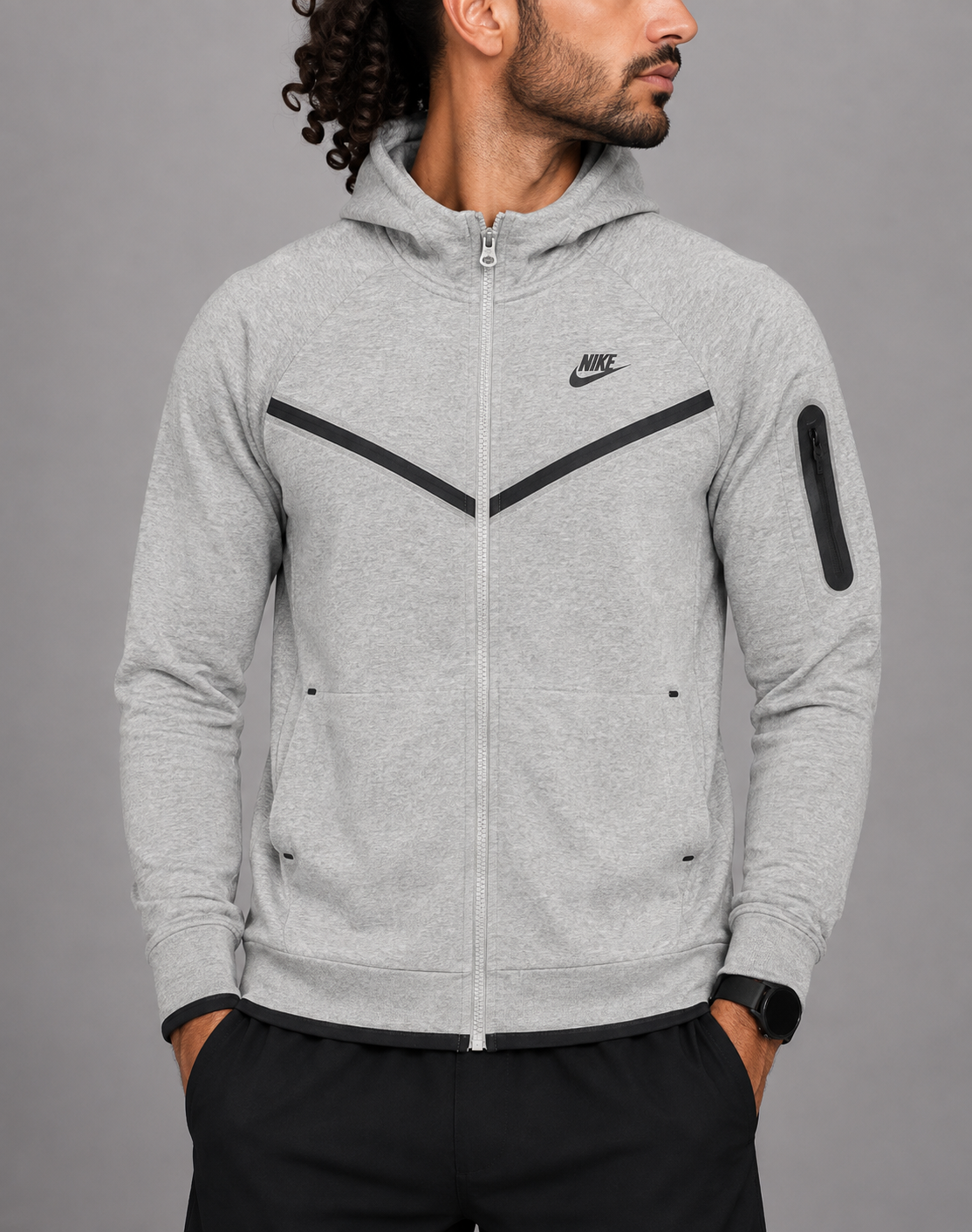 Nike Men Cotton Gray Zipper XL