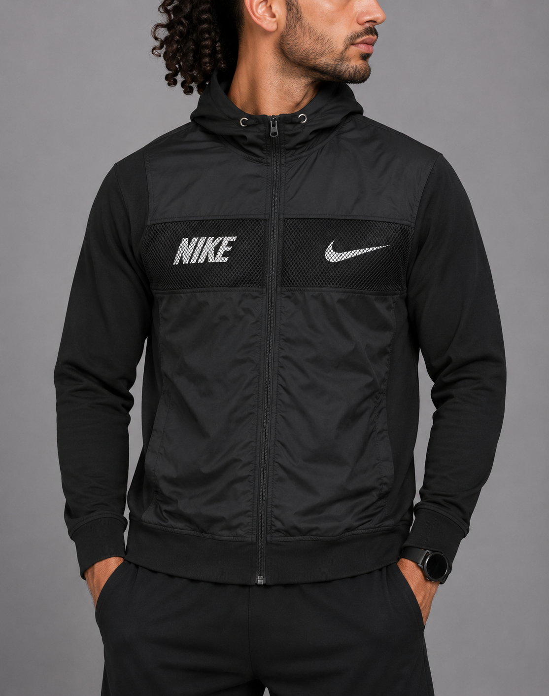 Nike Men Sport Black Zipper M