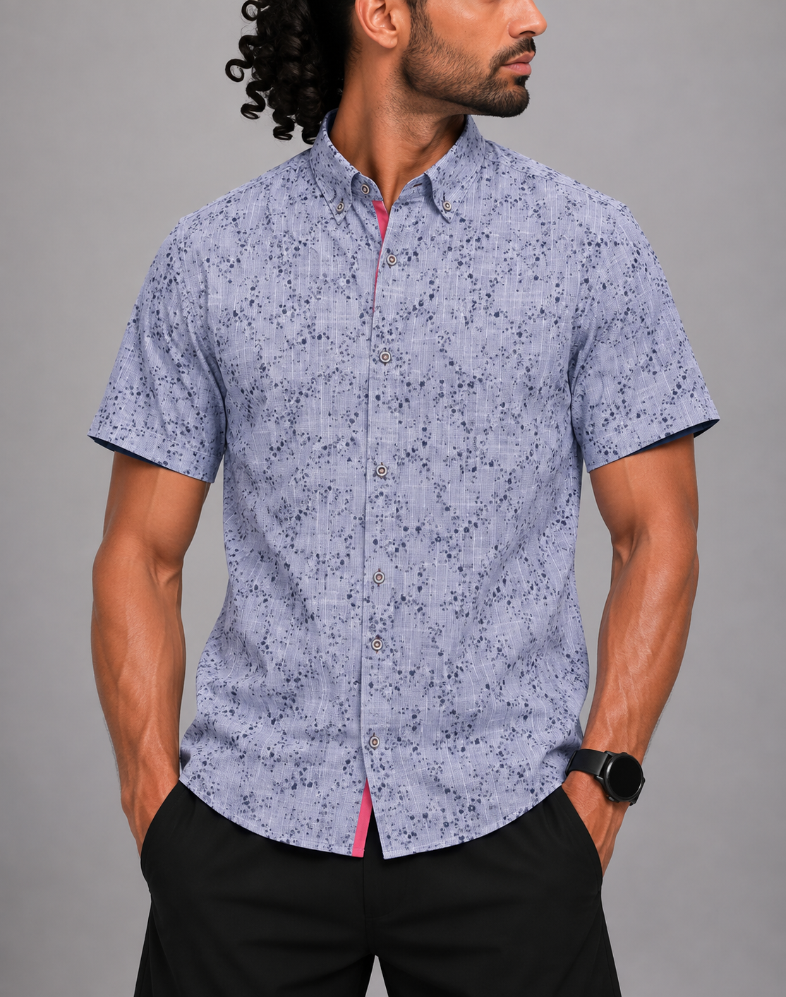Lloyd & Jefferson Men Cotton Blue Shirt L