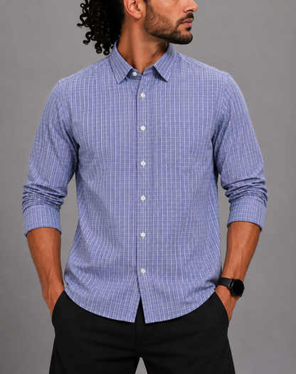 Aroors Brothers Men Cotton Blue Shirt L
