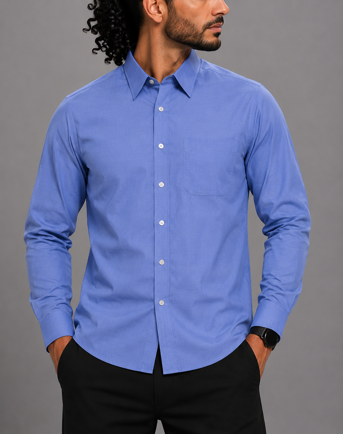 Aroors Brothers Men Cotton Blue Shirt M