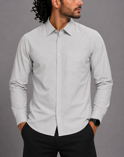 Aroors Brothers Men Cotton Gray Shirt M