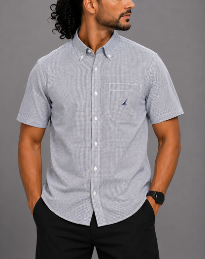 Nautica Men Cotton Blue Shirt XL