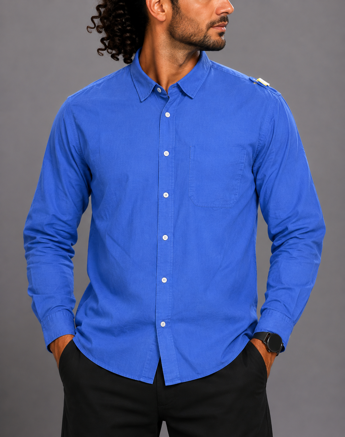 Chaps Men Cotton Blue Shirt 2XL