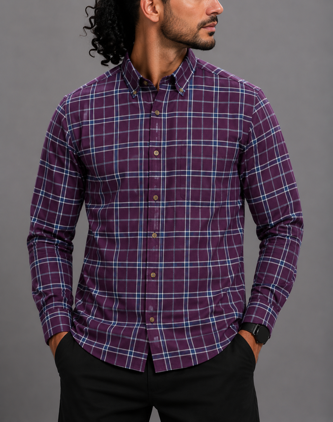 Aroors Brothers Men Cotton Purple Shirt L