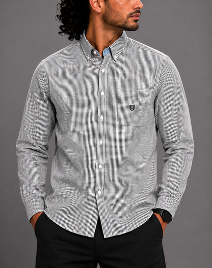 Chaps Men Cotton Black Shirt M