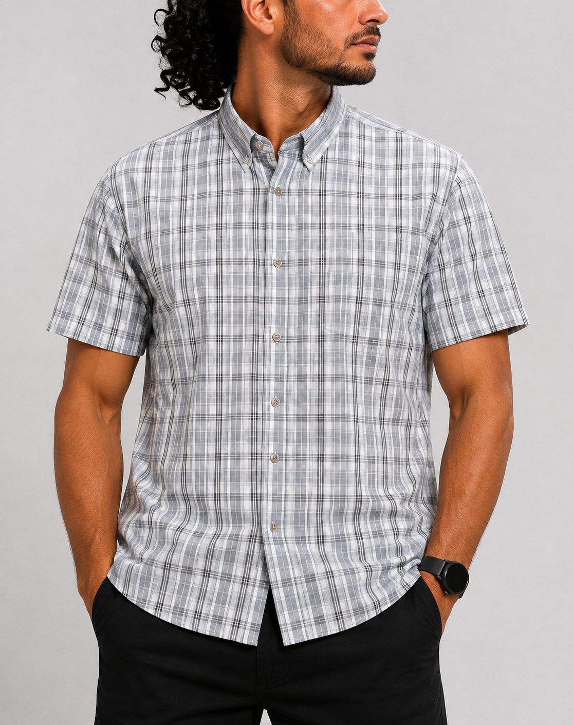 Wrangler Men Cotton Gray Shirt M