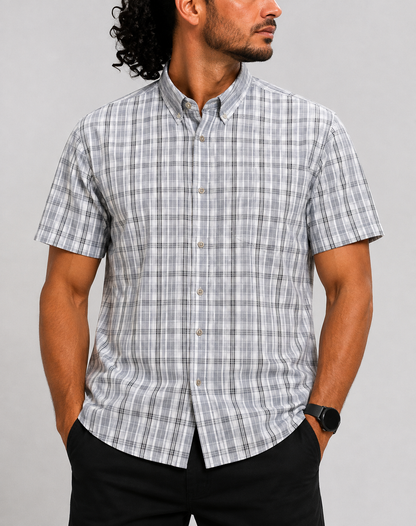 Wrangler Men Cotton Gray Shirt M