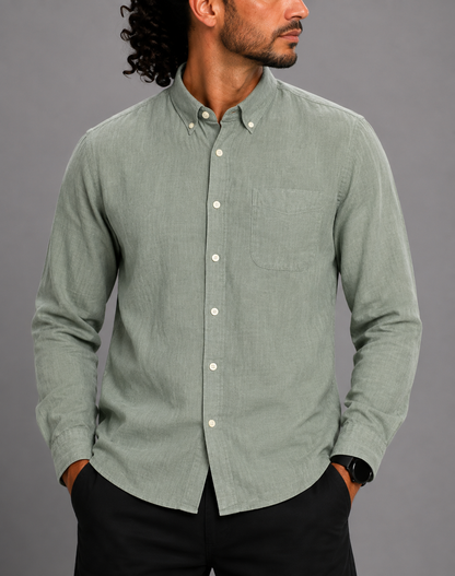 L.L.Bean Men Cotton Green Shirt XL