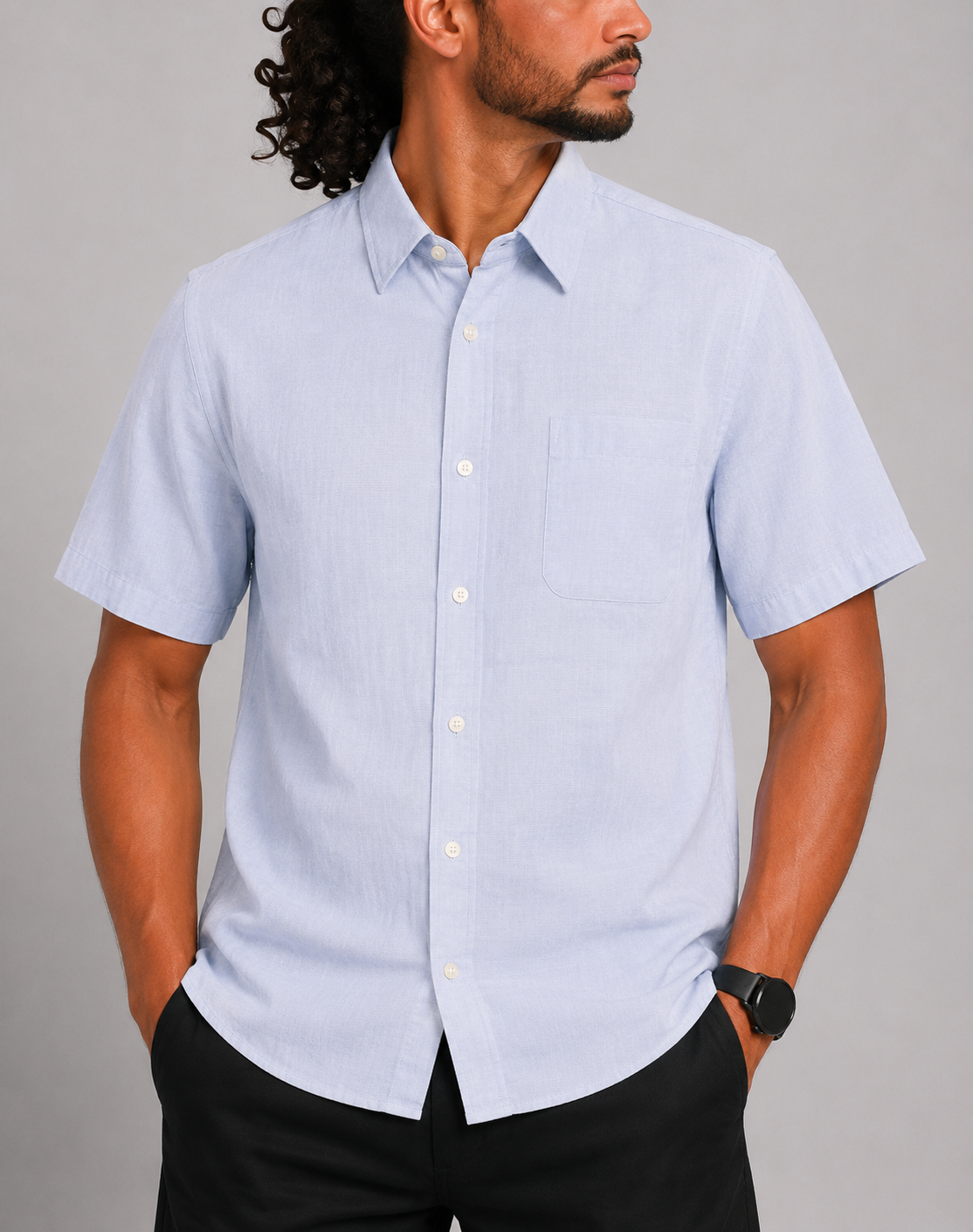 Nautica Men Cotton Blue Shirt L