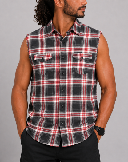 Burnside Men Cotton Red Vest Shirt L