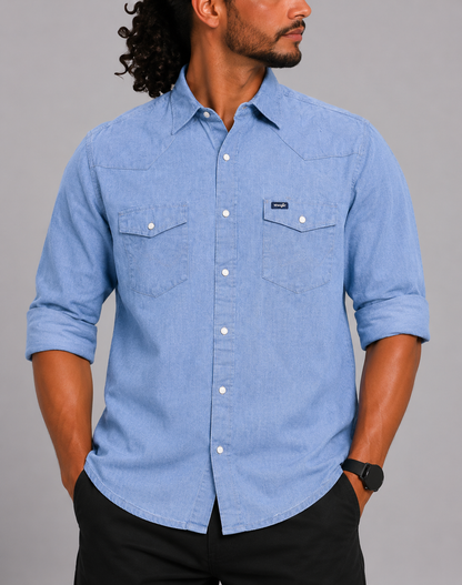 Wrangler Men Cotton Blue Shirt XL