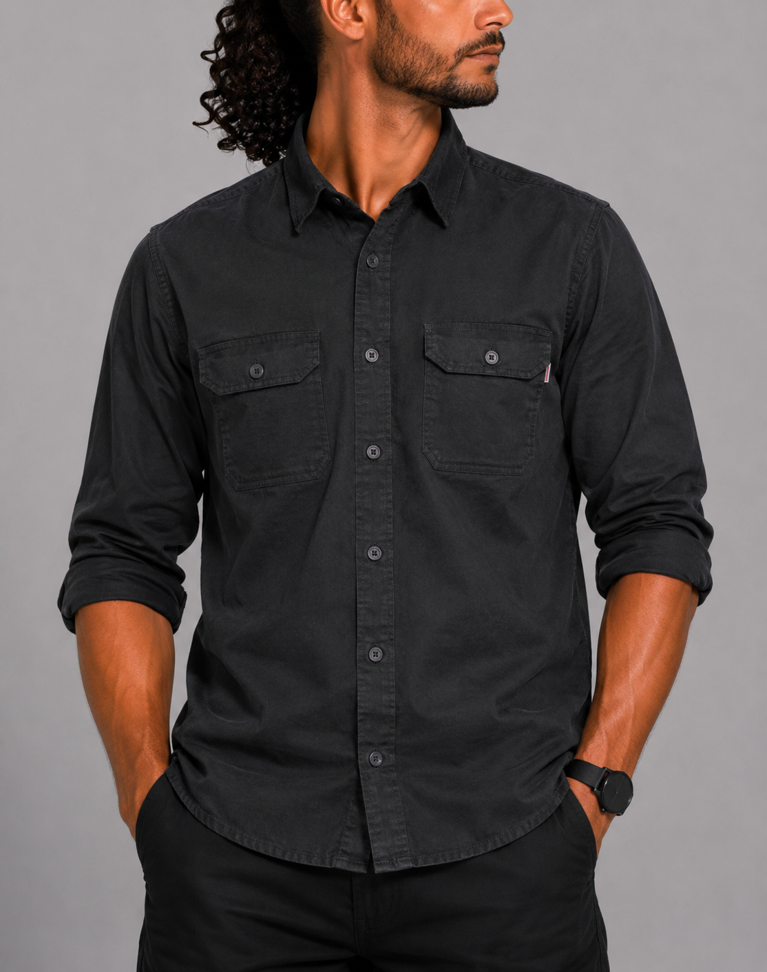 Wrangler Men Cotton Black Shirt M