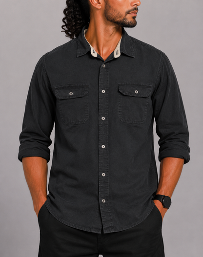 Wrangler Men Cotton Black Shirt XL
