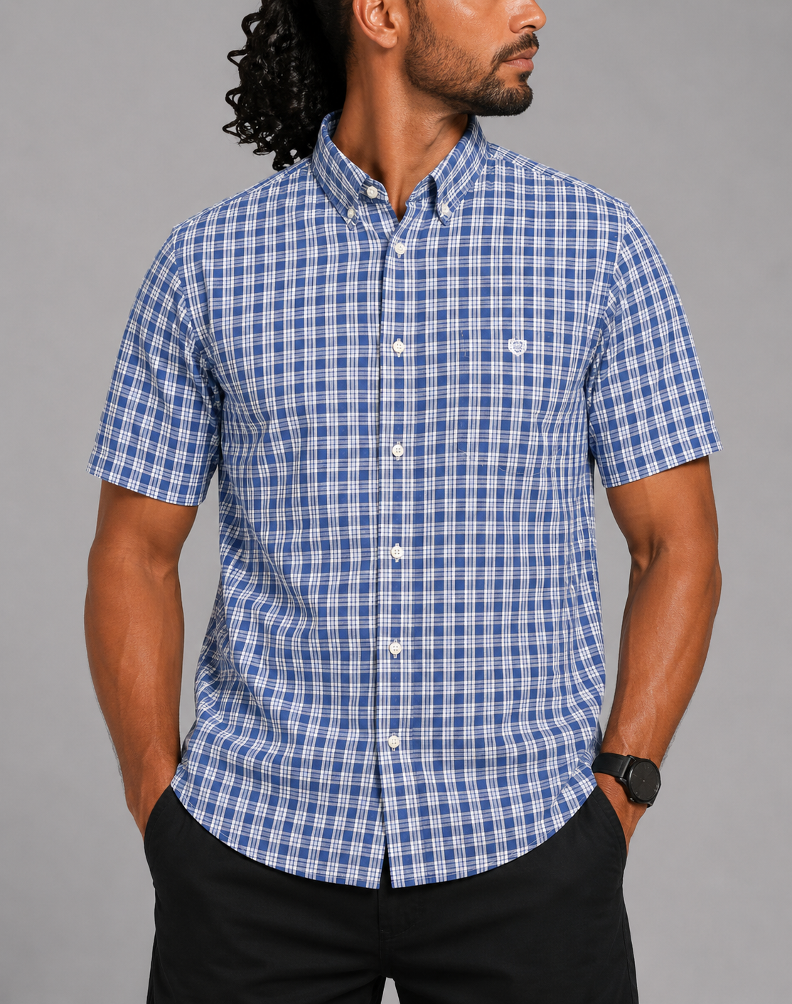 Chaps Men Cotton Blue Shirt XL