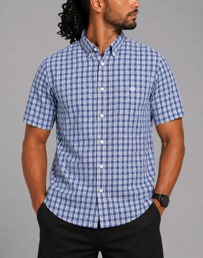 Chaps Men Cotton Blue Shirt XL