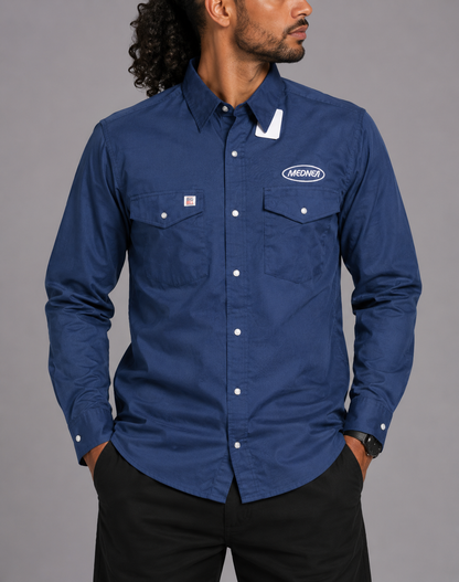 Big Bill Men Cotton Blue Shirt M