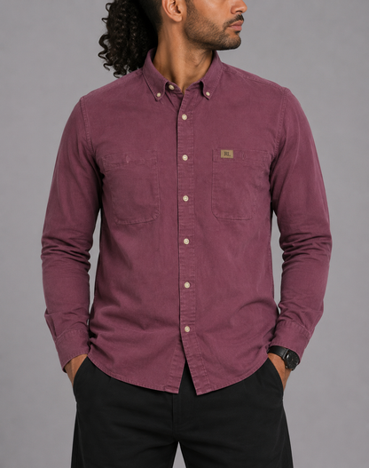 Wrangler Men Cotton Maroon Shirt 2XL