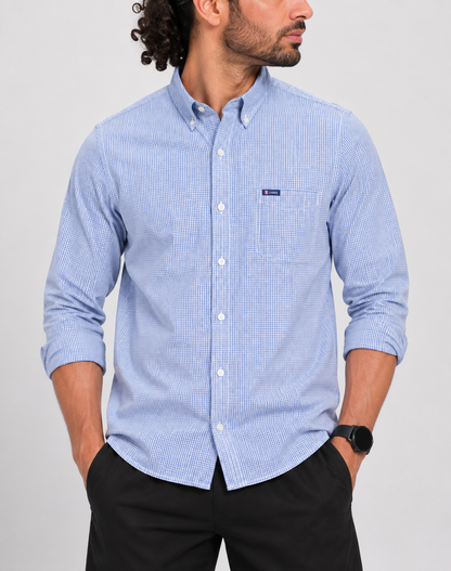 Chaps Men Cotton Blue Shirt XL