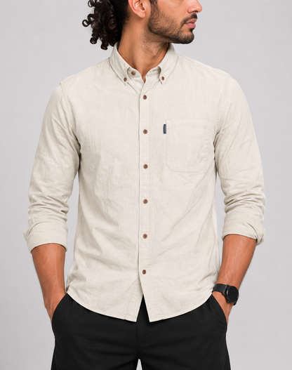 Chaps Men Cotton Cream Shirt XL