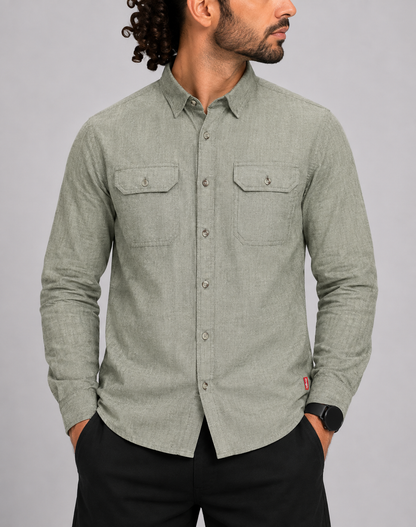 Wrangler Men Cotton Green Shirt XL
