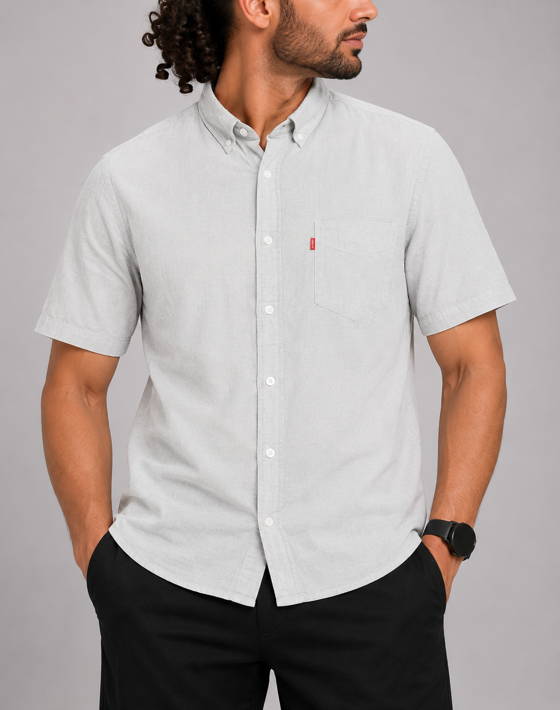 Levi's Men Cotton Gray Shirt XL