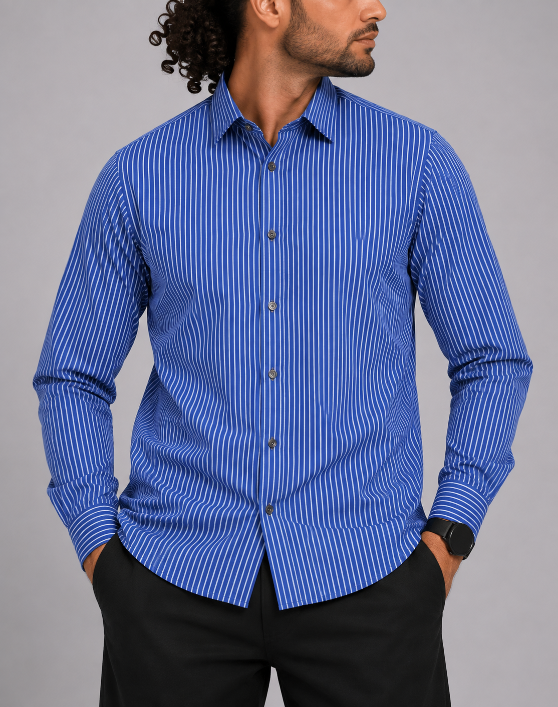 Hugo Boss Men Cotton Blue Shirt L