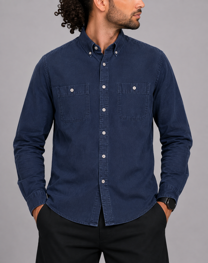 Wrangler Men Cotton Blue Shirt L