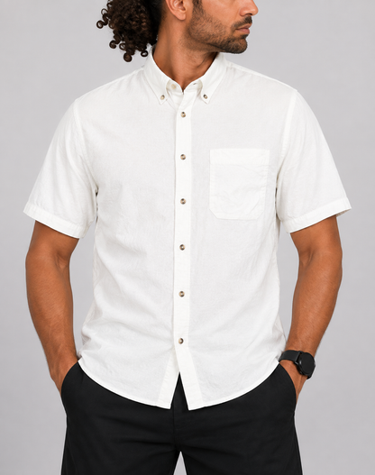 Wrangler Men Cotton White Shirt L