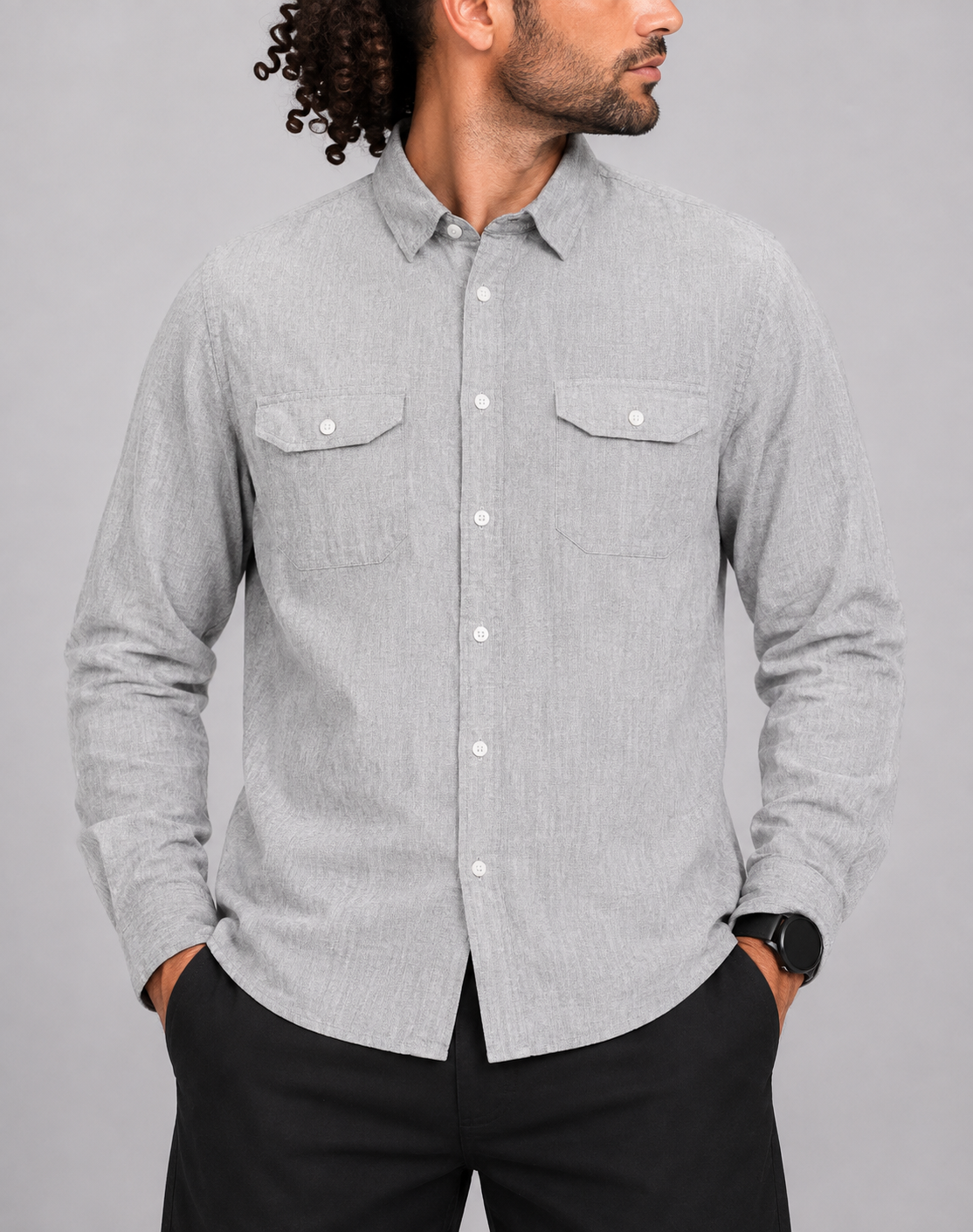 Calvin Klein Men Cotton Gray Shirt XL
