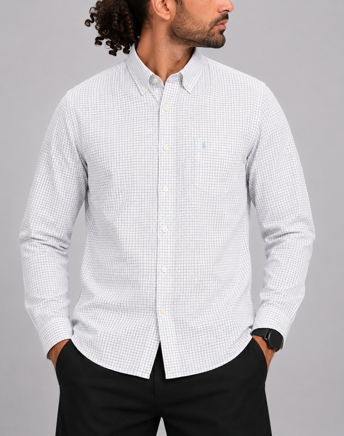 Izod Men Cotton Blue Shirt L