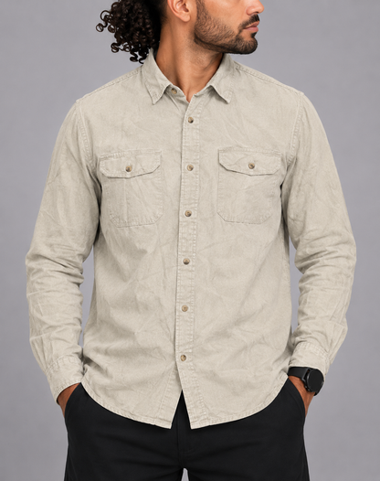 Wrangler Men Cotton Cream Shirt XL